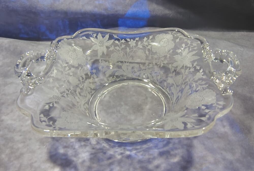 Vintage Duncan & Miller First Love Handled Bowl GLOWS Under UV Light